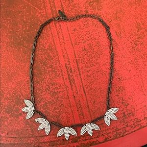 Plunder Antique Brass and Sparkling Leaf Necklace